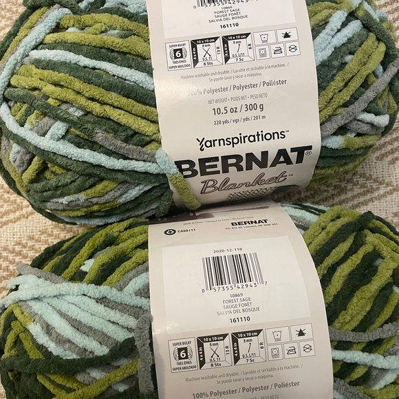 Bernat Yarnspirations Blanket Yarn in Green and Blue (Forest Sage) - Picture 2 of 4